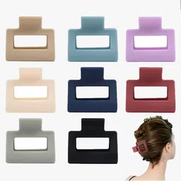 Krelin Women Set Of 7 Matte Square Claw Clips-picture-23