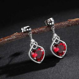 MYKI Silver-Plated Heart Shaped Drop Earrings-10
