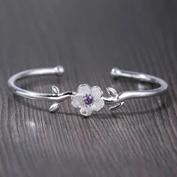 MYKI Cubic Zirconia Silver-Plated Kada Bracelet-44