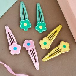 Silvermerc Designs Women Set of 6 Green & Rose Embellished Tic Tac Hair Clip-83