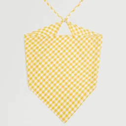 MANGO Women Yellow & White Checked Scarf-picture-32