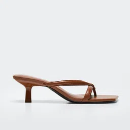 MANGO Women Brown Solid Leather Kitten Heels-51