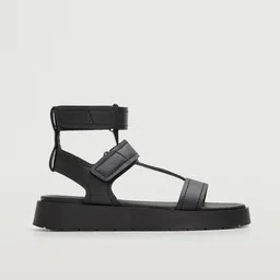 MANGO Women Black Solid Mid-Top Gladiators-22