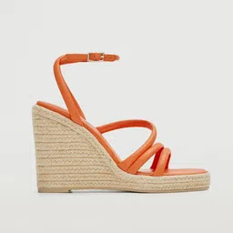MANGO Women Orange Solid Wedge Heels-picture-20