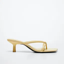 MANGO Yellow Solid Knot Detail Leather Slim Heels-image-41