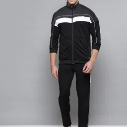 Alcis Men Charcoal Grey & White Colourblocked Tracksuits-image-83