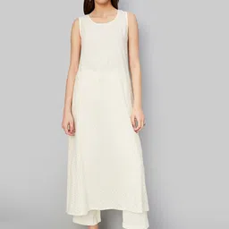 max Ethnic Motifs Printed Cotton Layered A-Line Kurta-image-5