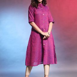 Charukriti Mandarin Collar A-Line Cotton Kurta-image-40