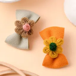 Silvermerc Designs Women Orange & Silver-Toned Set of 2 Embellished Alligator Hair Clip-2