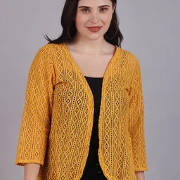Dressitude Self Designed Cotton Open Front Shrug-50