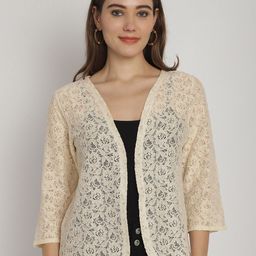 Dressitude Self Design Cotton Open Front Shrug-42