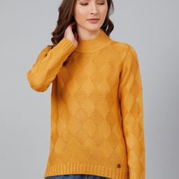 Cayman Women Mustard Yellow Argyle Self Design Pullover-25