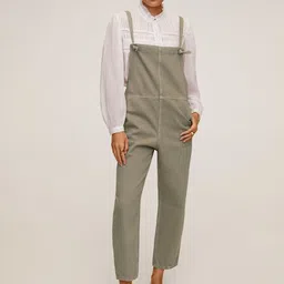 MANGO Women Olive Green Solid Sustainable Basic Jumpsuit-picture-50
