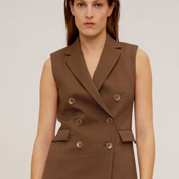 MANGO Women Olive Brown Solid Double-Breasted Waistcoat-picture-44