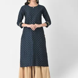 Span Ethnic Motifs Printed Keyhole Neck Kurta-picture-20