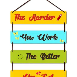 Home Delight Green & Yellow Printed Wooden Wall Hanging-image-87