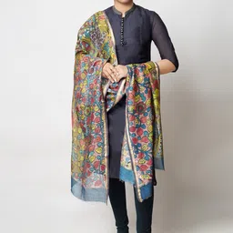 Unnati Silks Ethnic Motifs Printed Kalamkari Dupatta-image-61