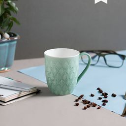 JCPL Green & White 2 Pieces Floral Printed Ceramic Glossy Mugs 360 ml Each-5