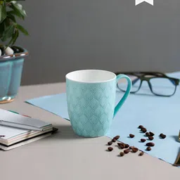 JCPL Blue & White 2 Pieces Printed Ceramic Glossy Mugs 360 ml Each-48