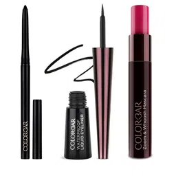 Colorbar Set of Precision Eyeliner 2.5ml + Zoom Whoosh Mascara 9ml + Intensely Rich Kajal-42