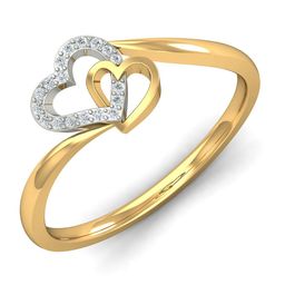 KUBERBOX 18KT Gold Two Hearts Diamond-Studded Ring-1.71gm-image-99