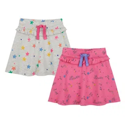 mothercare Girls Pack Of 2 Pink & Grey Printed A-Line Skirts-image-47