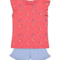 mothercare Girls Pink & Blue Printed Top with Shorts-image-17