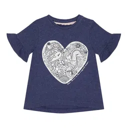 mothercare Navy Blue Heart Printed Bell Sleeves Regular Top-39
