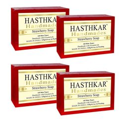 Hasthkar Set of 4 Handmade Strawberry Soap with Glycerin & Coconut Oil - 125 g Each-14
