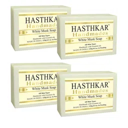 Hasthkar Set of 4 Handmade White Musk Soap with Glycerin & Coconut Oil - 125 g Each-82