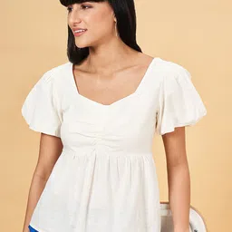 Honey by Pantaloons Flutter Sleeve Cotton Empire Top-picture-14