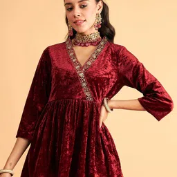 Shae by SASSAFRAS Velvet Embroidered Empire Top-picture-38
