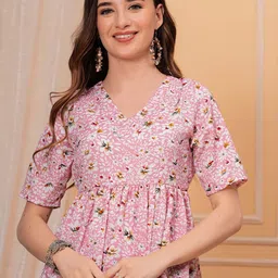 KPF Floral Printed V-Neck Empire Top-picture-3