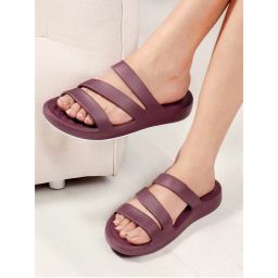 Carlton London Women Wine Three-Strap Platform Comfort Sandals-picture-12