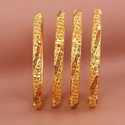 LUCKY JEWELLERY Set Of 4 18K Gold-Plated Bangles-17