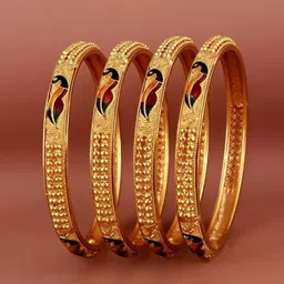 LUCKY JEWELLERY Set Of 4 18K Gold-Plated Bangles-10