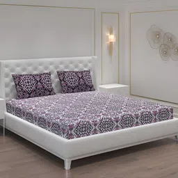 Moca By Monte Carlo Off White Ethnic Motifs 104 TC 2 Queen Bedsheet with 4 Pillow Covers-image-64
