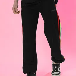 WEARDUDS Men Relaxed -Fit Rainbow Colorful Strips Joggers-image-30