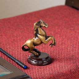 ExclusiveLane Gold-Toned & Brown The Headstrong Horse Hand-Etched Figurine Brass Showpiece-image-14