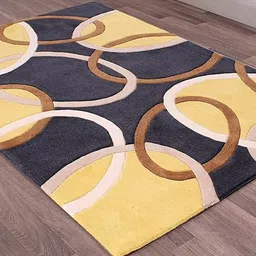 Safiya Carpet Yellow Geometric Hand-Tufted Woollen Carpets-image-53