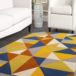 Safiya Carpet Yellow Geometric Hand-Tufted Woollen Carpets-image-40