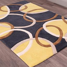 Safiya Carpet Yellow Geometric Hand-Tufted Woollen Carpets-image-100