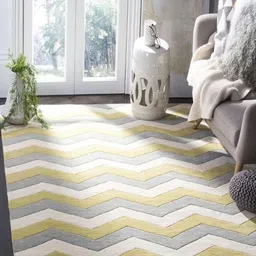 Safiya Carpet Yellow Geometric Hand-Tufted Woollen Carpets-13