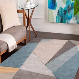 Safiya Carpet Cream-Coloured Geometric Hand-Tufted Woollen Carpets-image-29