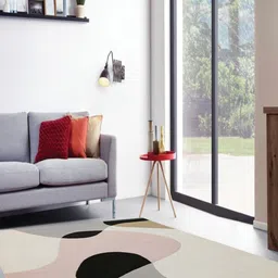 Safiya Carpet Peach-Coloured Geometric Hand-Tufted Woollen Carpets-image-57