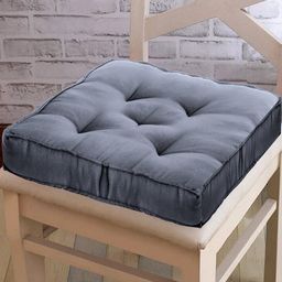 Kuber Industries Grey 2 Pieces Microfiber Cotton Square Cushion Chair Pads-54