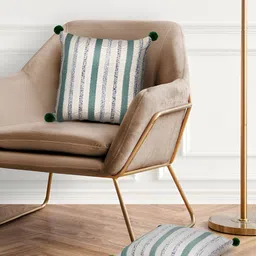 MEZPOSH Natural & Sage Set Of 2 Striped Square Cushion Covers-19