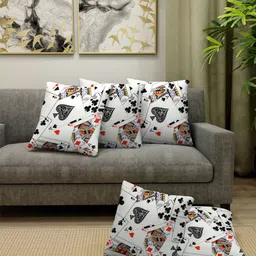 FABINALIV 5 Piece White & Black Square Shape Cushion Covers-18