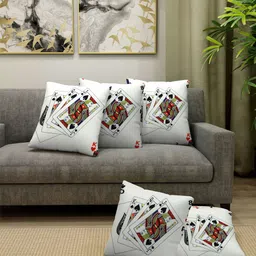 FABINALIV White & Black 5 Pieces Square Cushion Covers-25