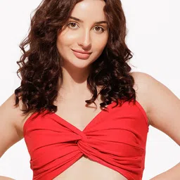Urban Sundari Shoulder Strap Twisted Fitted Crop Top-picture-11